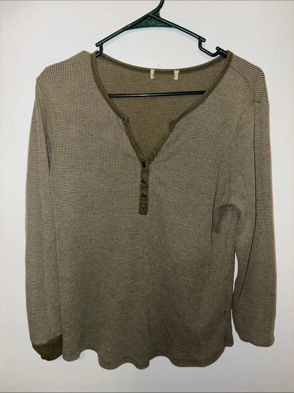 Men's Waffle Henley Sweater - Olive
